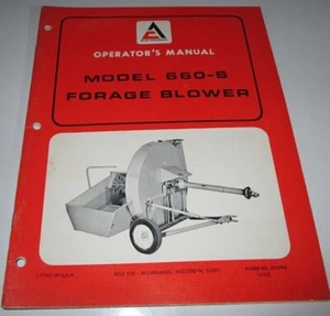 Soplador de forraje Allis Chalmers 660-S Operadores Propietarios ¡CA manual original! 1/73 - Imagen 1 de 3