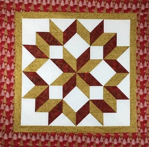 Christmas Carpenter’s Star Wheel Table Topper Quilt Top 44 x 44 - Picture 1 of 4