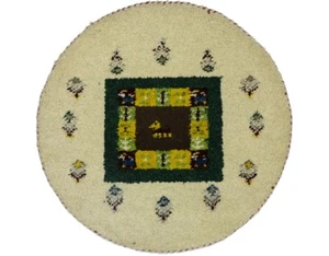 Tappeto rotondo indo-gabbeh lana peluche tappeto orientale tribale decorazione camera bambini 2 x 2 piedi - Foto 1 di 12