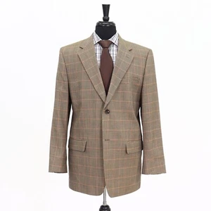 Tasso Elba 42R Brown Sport Coat Blazer Jacket Check 2B Wool - Picture 1 of 11