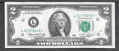 1976 $2 STAR Note, L01578245*  UNC - Image 1 of 2