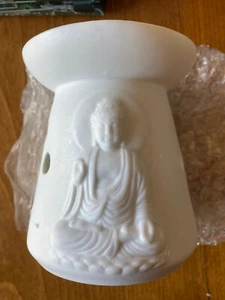 Buddha Themed Ceramic Tart Burner - NEW - White - Picture 1 of 1