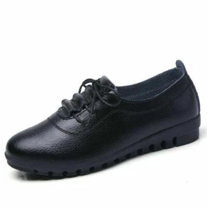 Neu Damen-Pumps einfarbig rund geschnitten Freizeit bequem weich Schnürschuhe Größe 35-41 - Bild 1 von 15