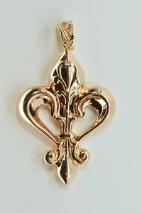 14K Rose Gold Fleur De Lis Pendant, Italy, "1753 AR" - Picture 1 of 3