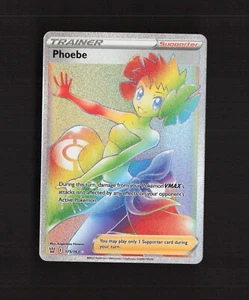 Phoebe 175/163 Estilos de Batalla Arco Iris Secreto Raro Arte Completo Holo Tarjeta Pokémon Casi Nuevo - Imagen 1 de 2