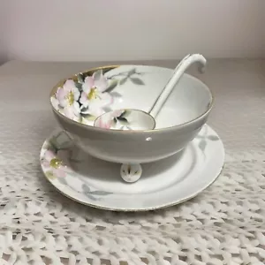 Noritake Azalea Nippon Blue Stamp Hand Painted Whipped Cream Bowl, Ladle & Plate - Picture 1 of 14