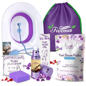 Fivona Yoni Steam Care 6 in 1 Kit - Seat, Yoni Oil, Herbs, Yoni Soap, Pump & Bag - Picture 1 of 7