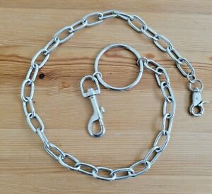 31" Chrome Heavy Duty Leash Metal Wallet Coil Chain Biker Trucker Jean Key Chain