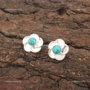 Faceted Blue Turquoise Stone Bezel Drop Dangle Mothers Gift Earrings 925 Silver - Picture 1 of 8