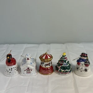 Juego de 5 adornos iluminados de porcelana Mr Christmas árbol muñeco de nieve carrusel pájaro - Imagen 1 de 24