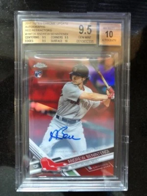 Andrew Benintendi 2017 Topps Chrome Update Red Refractor Auto RC /25  BGS 9.5 - Image 1 of 3