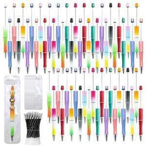 50 Pcs DIY Beadable Pens Kit with Refills for Students Teacher School Office - Picture 1 of 8
