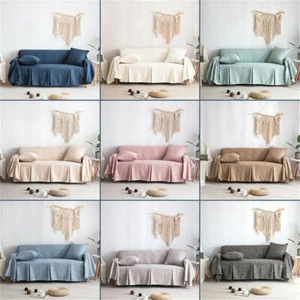 1/2/3/4 Seater Solid Cotton Blend Chair or Sofa Protector Slipcover Couch Cover - Picture 1 of 82