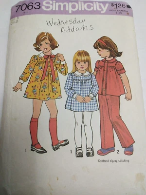 Dress Pants Top A line Girls 3 Simplicity 7063 Sewing Pattern VTG 70s Short Mini - Image 1 of 4