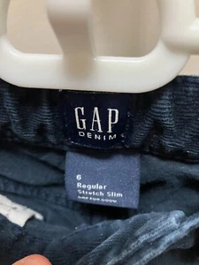 Boys GAP Navy Blue Cords Corduroy Flat Adjustable Waist Pants Size 6 - Picture 1 of 2