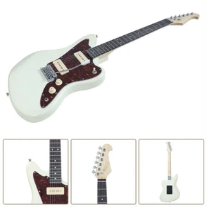 6 String Electric Guitar Soapbar Single Coil Pickup Basswood Body Gig Bag Ivory - Picture 1 of 6