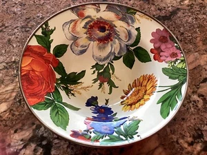 1 MacKenzie Childs Flower Market Green Enamel Breakfast Bowls 7.5" Retired - Picture 1 of 4
