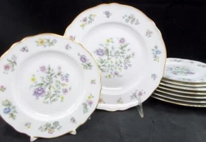 Grupo de 6 platos de ensalada Franconia Millefleurs y 3 platos de pan y mantequilla - Imagen 1 de 7
