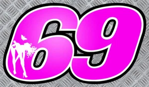 NUMMER 69 15cmX9cm RACING GP MOTORRAD AUFKLEBER STICKER NU006 - Bild 1 von 5