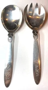 Georg Jensen Denmark Cactus Old Mark Salad Set 8" Fancy Mono - Picture 1 of 4