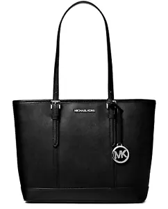 Sac Michael Kors sac à main Jet Set Travel SM TZ Shldr mort noir argent neuf - Photo 1 sur 13