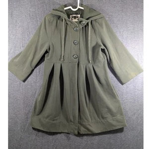 Vintage Old Navy Button Up Hoodie Damen Mantel Jacke Army Green Größe L - Bild 1 von 10
