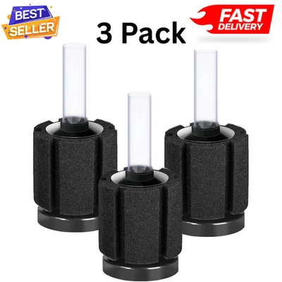 Paquete de 3 filtros de esponja orgánicos para acuario para freír camarones Betta nano pecera pequeña Foto 1 de 4