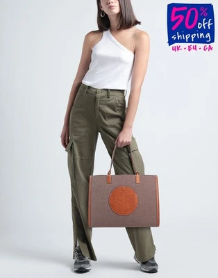 RRP€783 TORY BURCH Ella Felt & Leather Tote Bag Large Perforated Logo - Image 1 of 4