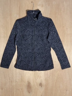 Old Navy Black Gray Leopard Print Full Zip Fleece Jacket Women’s Size S - Image 1 of 4