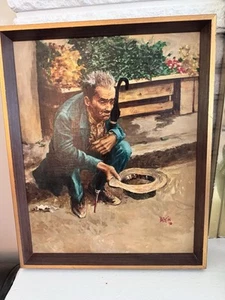 Vintage 70er Jahre Ölgemälde Expressionist Mann Portrait signiert PARTIN 21x17 gerahmt - Bild 1 von 8