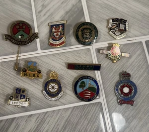 11 x Vintage Enamel Bowls Bowling Club Association Pin Badges - Picture 1 of 8