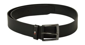 TOMMY HILFIGER Cinturón Hombre Piel Con Logo Pequeño y Hebilla Bronce, Artículo XM0XM0 - Imagen 1 de 4