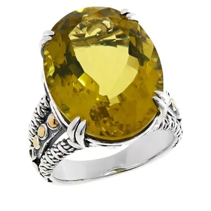 Bali RoManse Sterlingsilber 15x20 Zitronenquarz Solitär Cocktail Ring Größe 11 - Bild 1 von 1