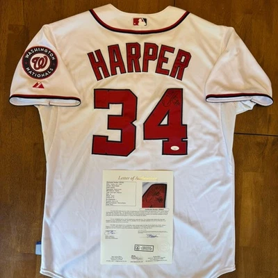 Bryce Harper Signed Autographed Authentic Majestic Jersey JSA LOA Nationals - Image 1 of 4