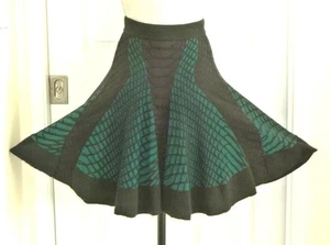 M MISSONI Black Plum Teal Artsy Textured Cotton Knit Circle Skirt w/Slip 40 S XS - Picture 1 of 18