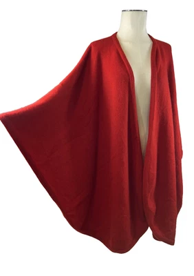 Ballantyne Cashmere Co. Made in Scotland 100% Cashmere Red Cape Cloak OS Mint! - Image 1 of 4