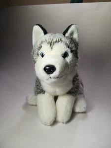 Toys R Us Siberian Husky Puppy Dog 9" Tall Gray Plush Blue Eyes - Picture 1 of 12