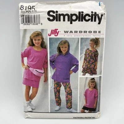 Simplicity 8195 Girls Pants Hoodie  Sewing Pattern New Size 7-14 - Image 1 of 4