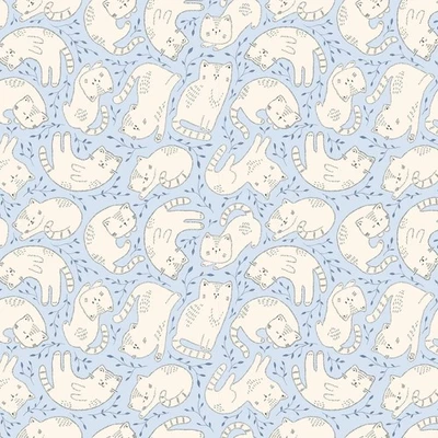Tela Feline Drive KITTEN FUN Cat Toss Lt Denim Clothworks - Se vende por yarda Foto 1 de 4