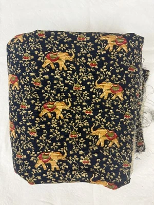 P Kaufman Elephant Walking Cotton Woven Upholstery Fabric 97" x 27, x 50 - Image 1 of 3