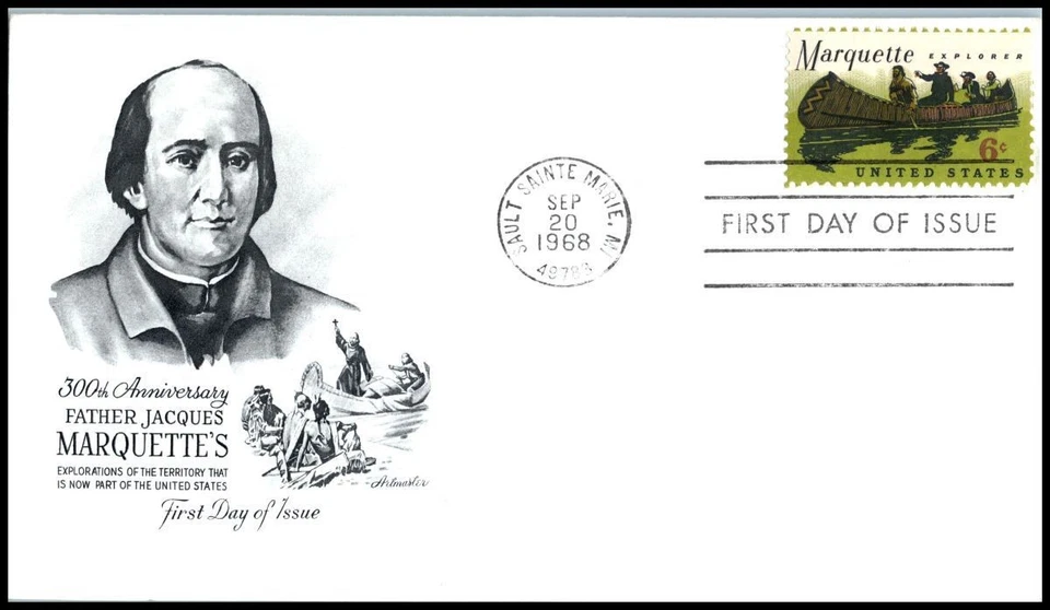 1969 Jacques Marquette Sc 1356 FDC Artmaster cachet Sault Sainte Marie MI - Image 1 of 1