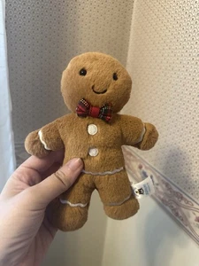 Jellycat Jolly Gingerbread Man Fred Christmas Holiday Stuffed Plush 7" Tall - Picture 1 of 2