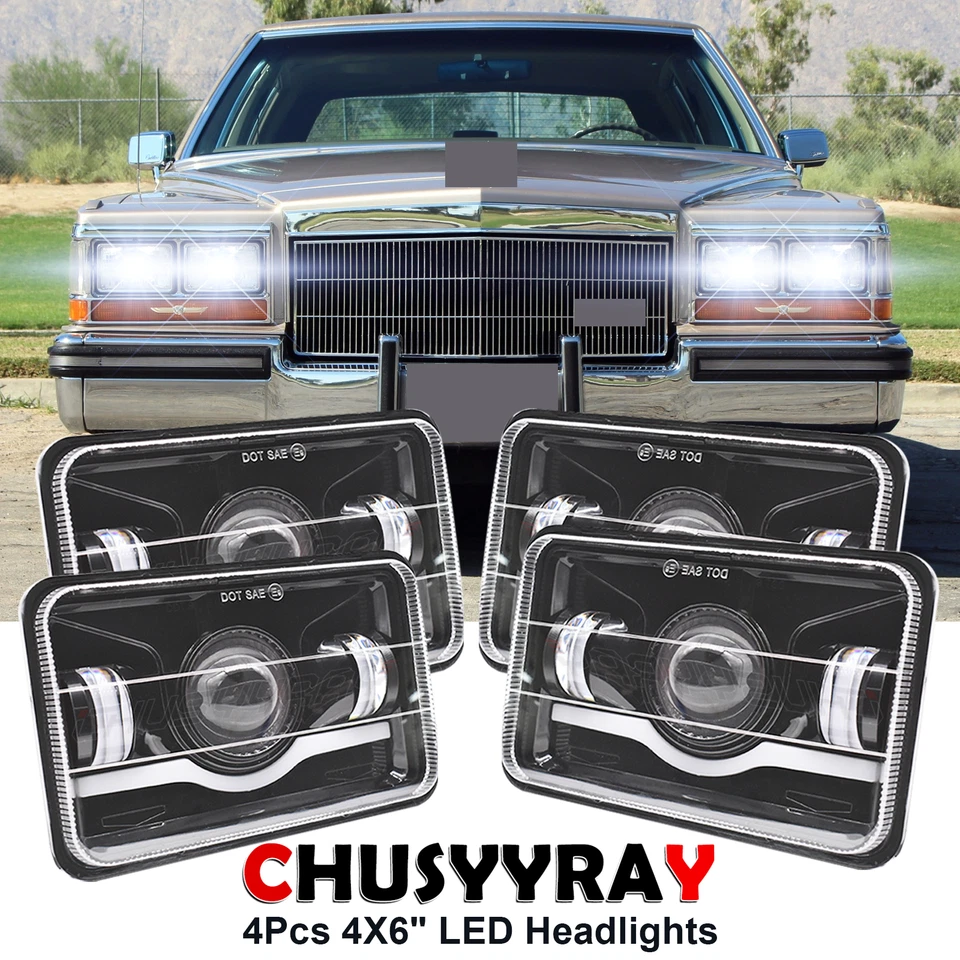 Faros LED Hi-Lo de 4x6"" con DRL para Cadillac Fleetwood DeVille 1975-1986 4 un. Foto 1 de 4