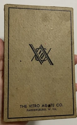 Vintage 1930’s The Vitro Agate Co. 60 Game Marbles #00  Original Box  - Image 1 of 2