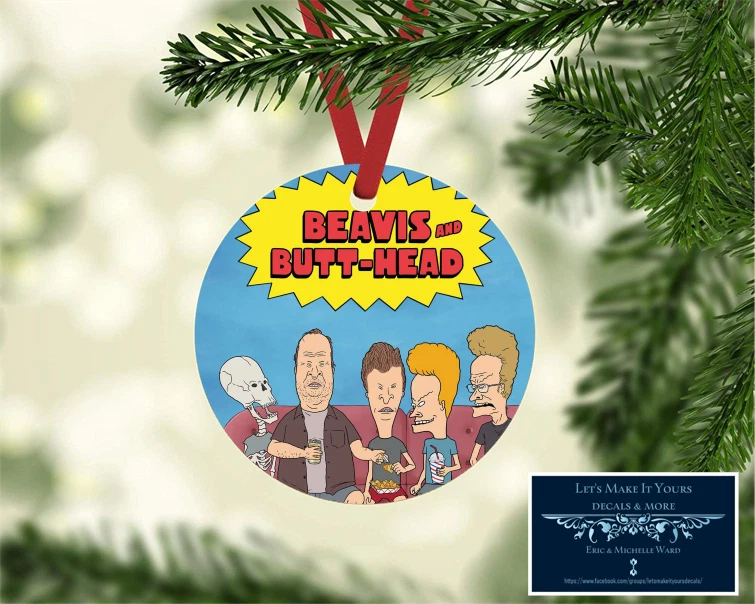 BEAVIS AND BUTTHEAD METAL ADORNO NAVIDAD ETIQUETA EQUIPAJE DECORACIÓN ETIQUETA REGALO d2 Foto 1 de 1