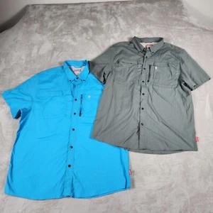 Coleman Fishing Shirt Mens XXL Blue Gray Vented Short Sleeve Button Lot Of (2) - Picture 1 of 16