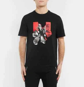 Neil Barrett Floral T-Shirt Mens XL Black Short Length Loose Fit Cotton Crew Tee - Picture 1 of 6