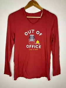 LIFE IS GOOD Out of Office Women's Small Hooded Long Sleeve T-Shirt New - Picture 1 of 10