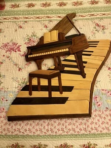 Wooden 3D Piano Wall Hanging - Picture 1 of 9