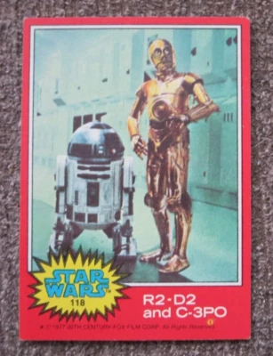 1977 TOPPS Red STAR WARS #118 C-3PO R2-D2 Card NM - Image 1 of 2